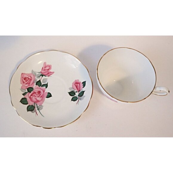 Tea Cup and Saucer Saucer Vintage Teacup Pink Roses Regency Bone China England - Picture 3 of 5